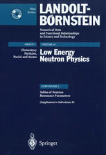Tables Of Neutron Resonance Parameters Supplement To Subvolume B 1st Edition Si Sukhoruchkin