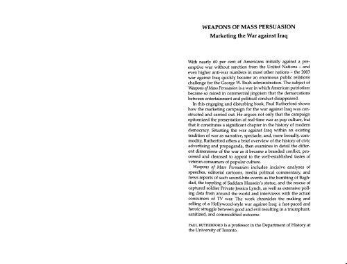 Weapons Of Mass Persuasion Marketing The War Against Iraq Paul Rutherford