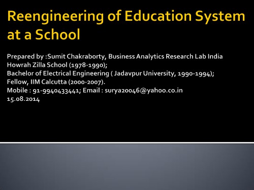 Reengineering Of Education System At A School 1st Edition Sumit Chakraborty