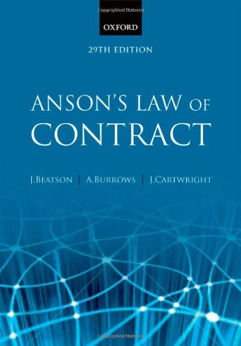 Ansons Law Of Contract Twentyninth Edition Jack Beatson Fba