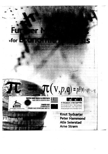 Further Mathematics For Economic Analysis Knut Sydsaeter Peter Hammond