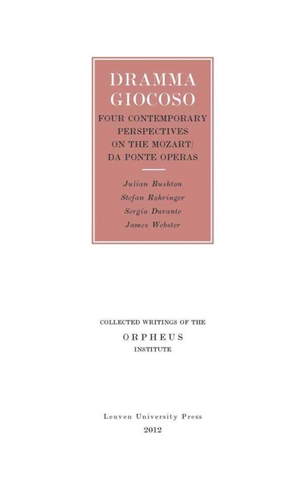 Dramma Giocoso Four Contemporary Perspectives On The Mozartda Ponte Operas 1st Edition Sergio Durante