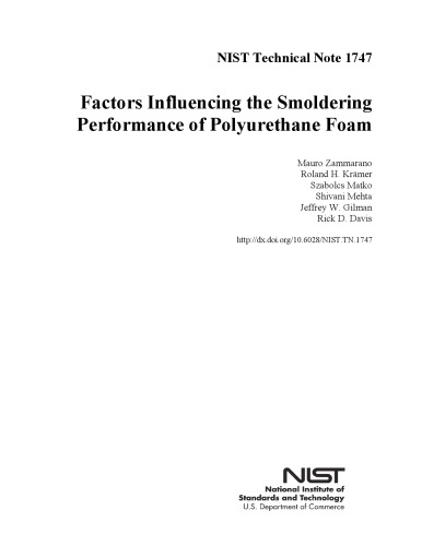 Factors Influencing The Smoldering Performance Of Polyurethane Foam Mauro Zammarano
