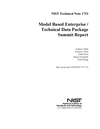 Model Based Enterprise Technical Data Package Summit Report Joshua Lubell