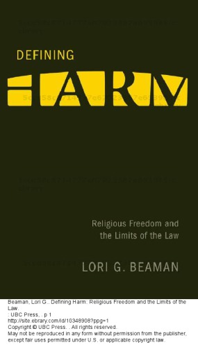 Defining Harm Religious Freedom And The Limits Of The Law Lori G Beaman