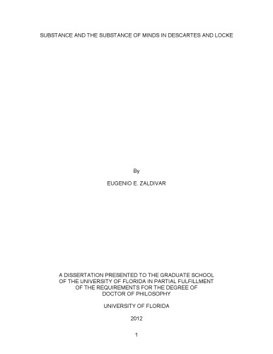 Substance And The Substance Of Minds In Descartes And Locke Eugenio Enrique Zaldivar