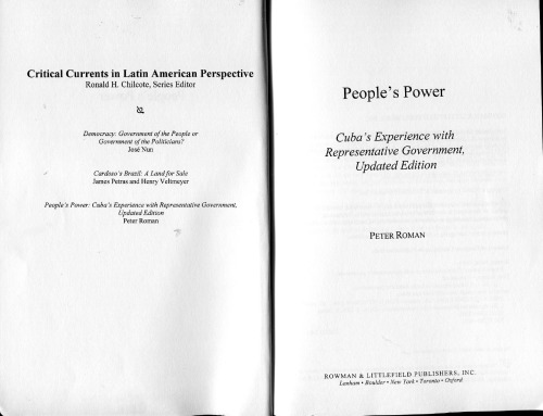 Peoples Power Cubas Experience With Representative Government Updated Ed Peter Roman