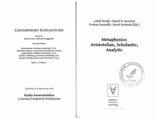 Metaphysics Aristotelian Scholastic Analytic 1st Luk Novk Ed