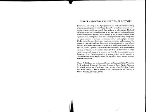 Terror And Democracy In The Age Of Stalin The Social Dynamics Of Repression Wendy Goldman