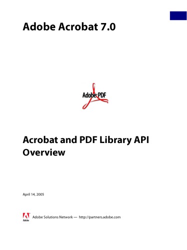 Adobe Acrobat 7 Acrobat And Pdf Library Api Overview
