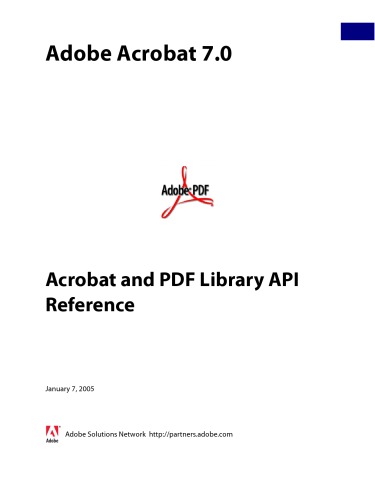 Adobe Acrobat 7 Acrobat And Pdf Library Api Reference