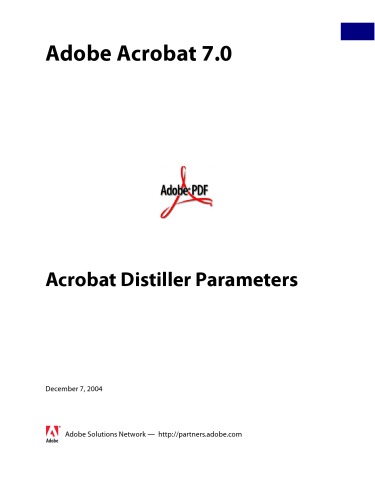 Adobe Acrobat 7 Acrobat Distiller Parameters