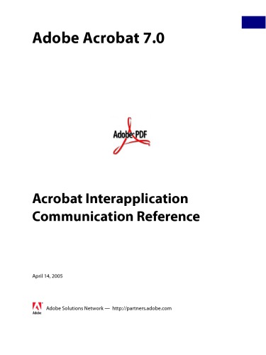Adobe Acrobat 7 Acrobat Interapplication Communication Reference
