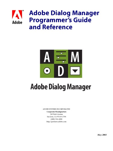 Adobe Dialog Manager Programmers Guide And Reference