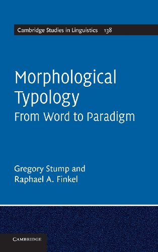 Morphological Typology From Word To Paradigm Gregory Stump Raphael A Finkel
