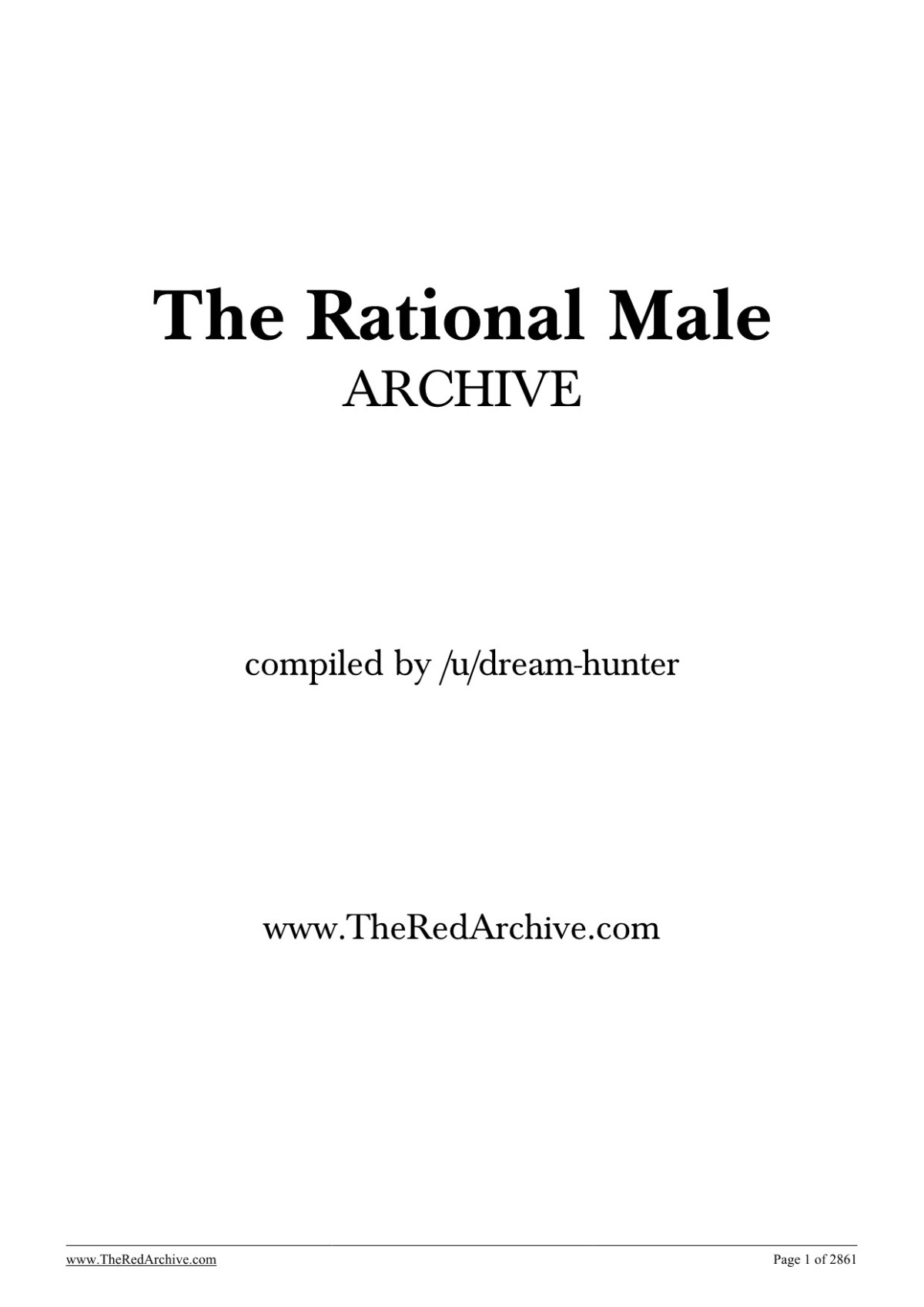 The Rational Male Archive 1st Edition Compiled By Dreamhunter