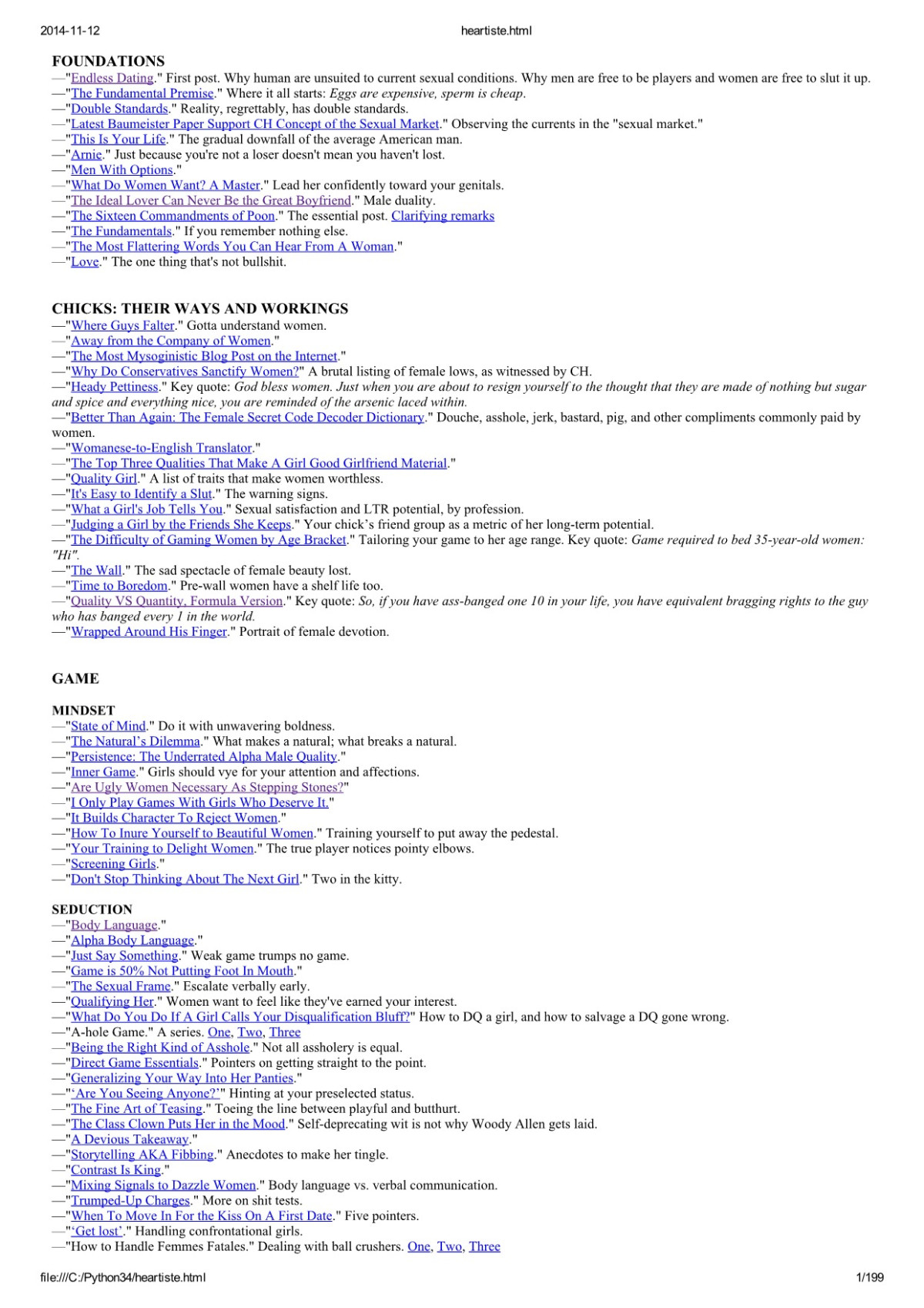 Heartiste Writings 1st Edition Chateau Heartiste