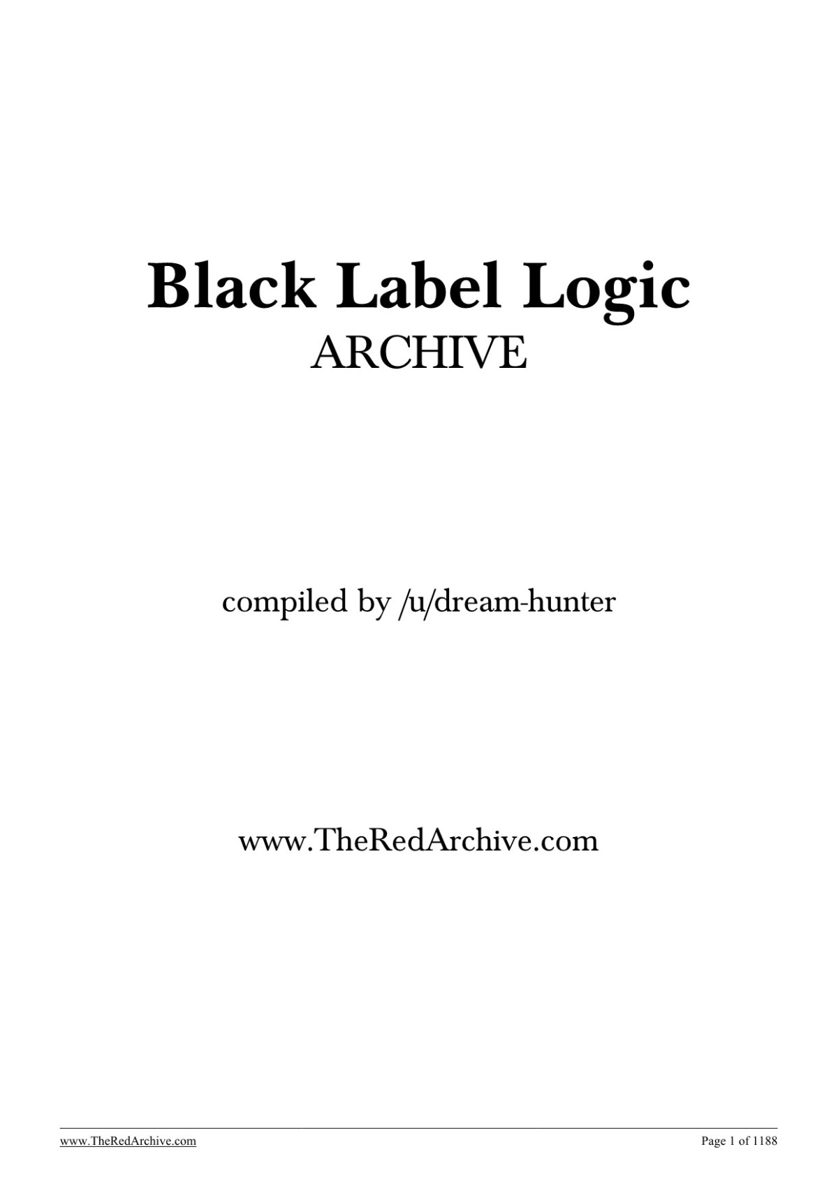 Black Label Logic Archive 1st Edition Compiled By Udreamhunter