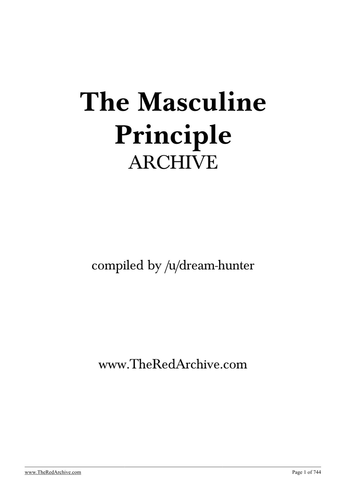 The Masculine Principle Blog Writings 1st Edition Compiled By Dreamhunter