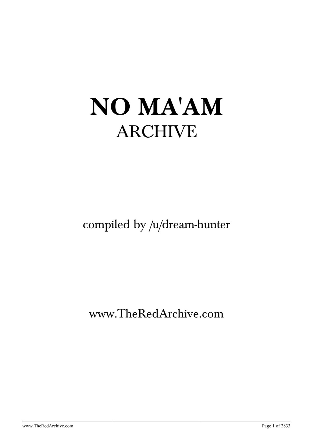 No Maam Blog Writings 1st Edition Compiled By Dreamhunter