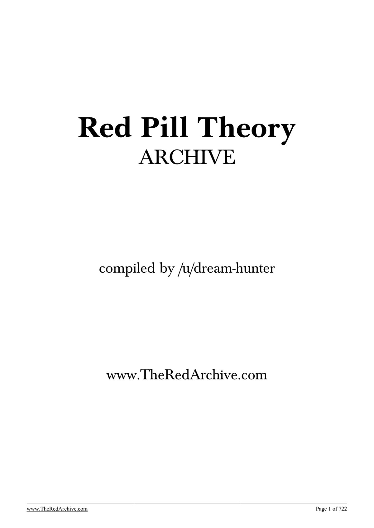 Red Pill Theory Blog Writings 1st Edition Avery