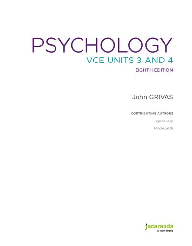 Psychology For Vce Units 3 And 4 8e Learnon And Print 8th John Grivas