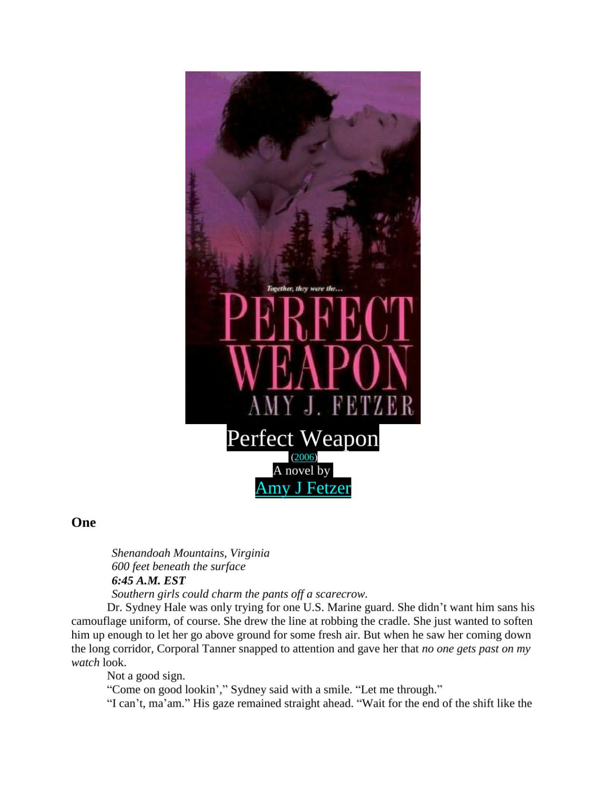 Perfect Weapon Amy J Fetzer