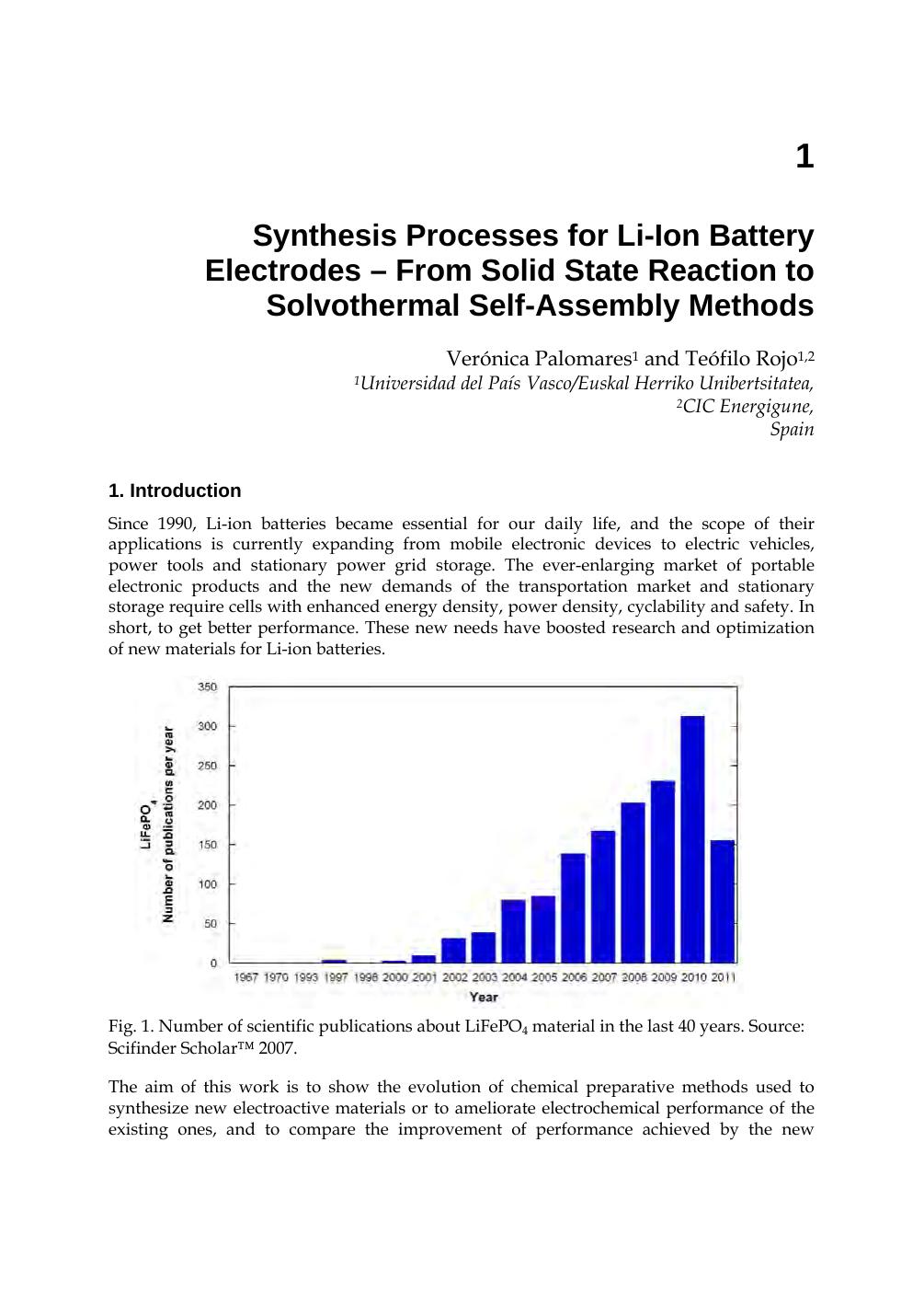 Synthesis Processes For Liion Battery Electrodes From Solid State Reaction To Solvothermal Selfassembly Methods 1st Vernica Palomares And Tefilo Rojo
