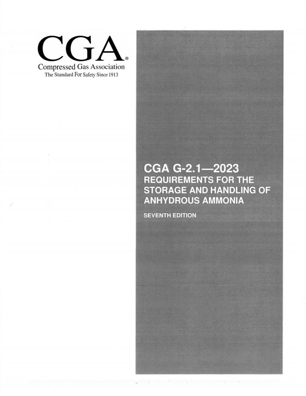 Cga G212023 Requirements For The Storage And Handling Of Anhydrous Ammonia 7th Edition Compressed Gas Association