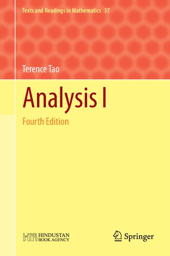 Analysis I Fourth Edition 4th Edition Terence Tao
