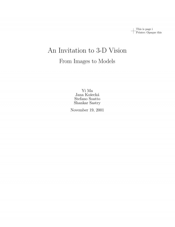An Invitation To 3d Vision From Images To Models Yi Ma Stefano Soatto