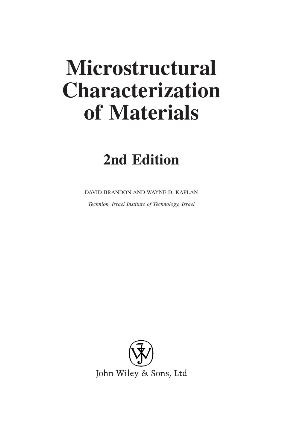 Microstructural Characterization Of Materials 2nd Edition David Brandon