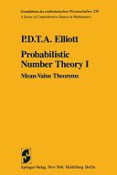 Probabilistic Number Theory I Meanvalue Theorems Pdta Elliott