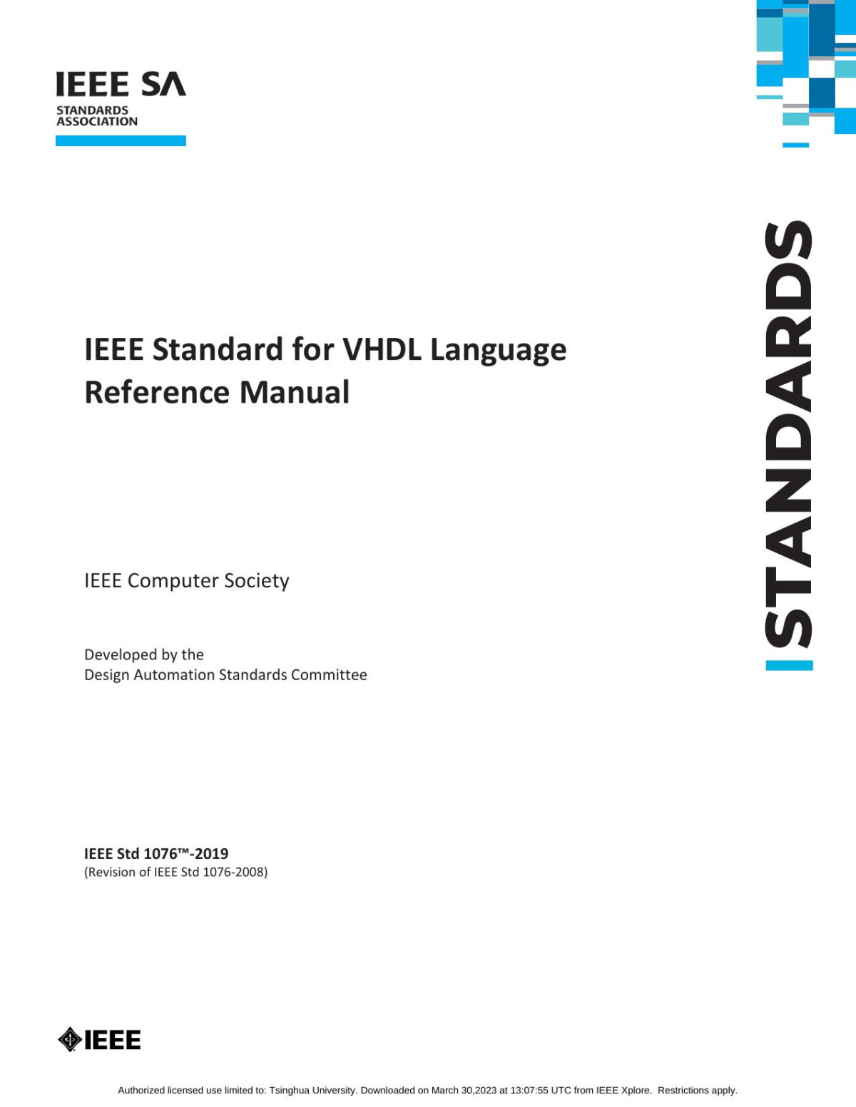 Ieee Std 10762019 Revision Of Ieee Std 10762008 Ieee Standard For Vhdl Language Reference Manual 2019th Edition Design Automation Standards Committee Of The Ieee Computer Society