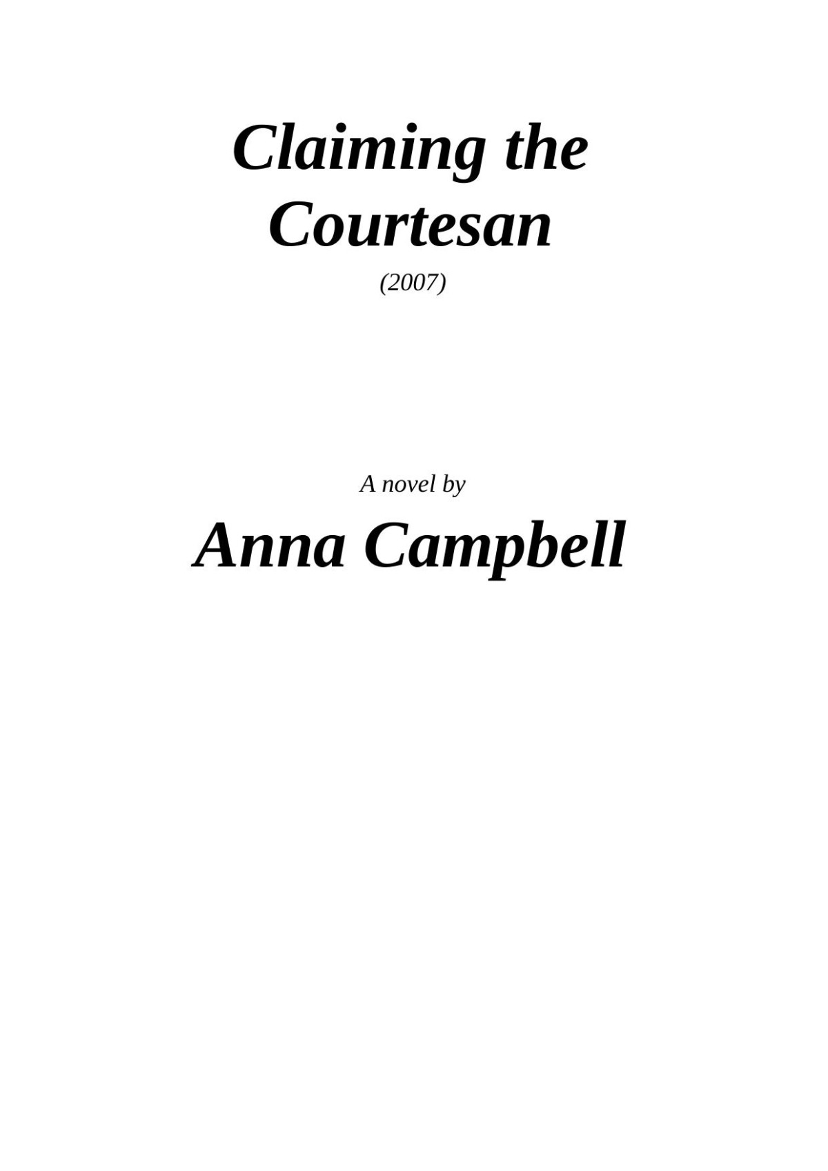 Claiming The Courtesan Anna Campbell