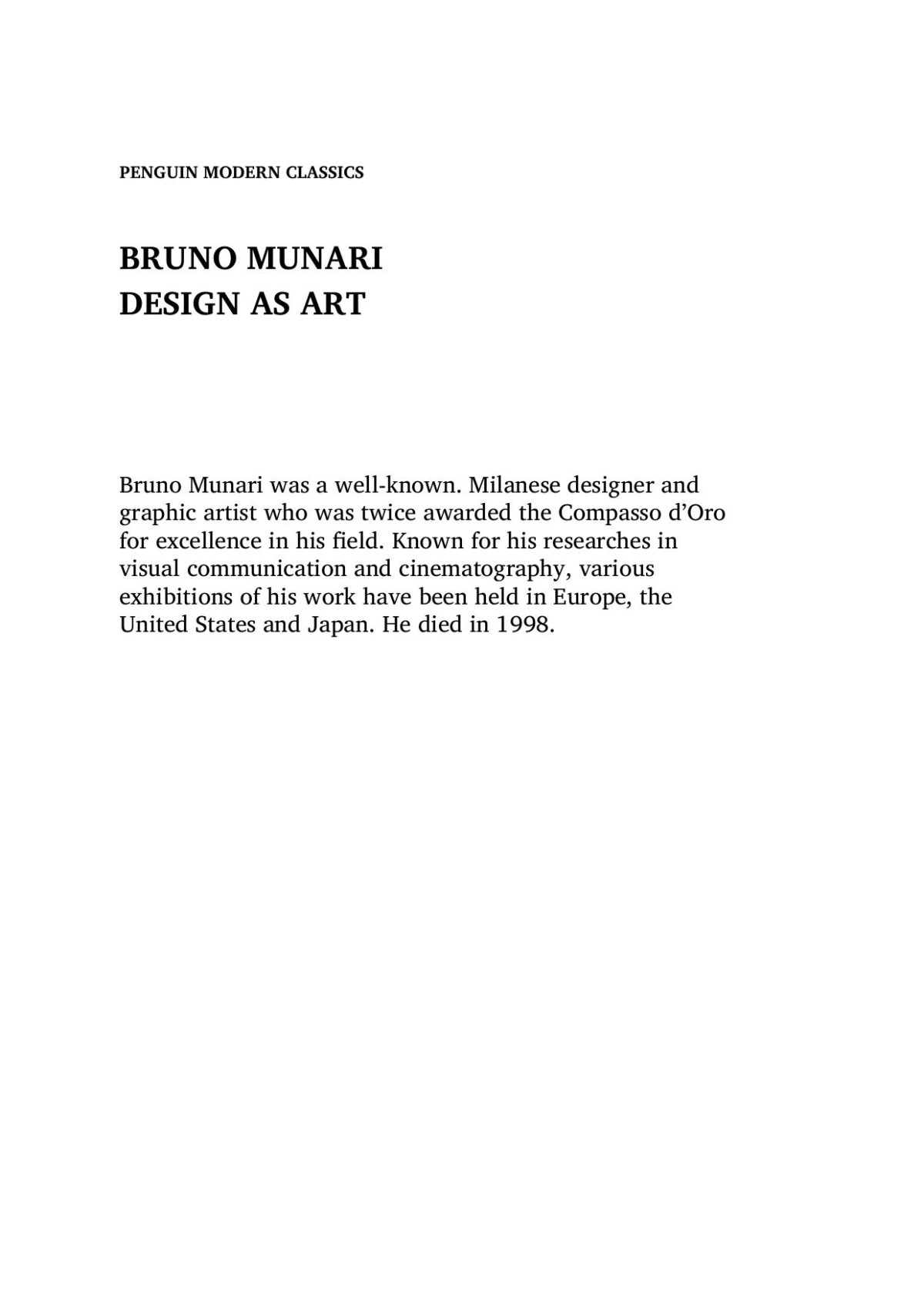 Design As Art Bruno Munari