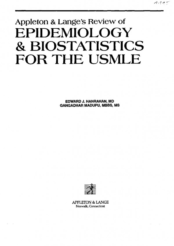 Appleton Langes Review Of Epidemiology Biostatistics For The Usmle Edwardjhanrahan