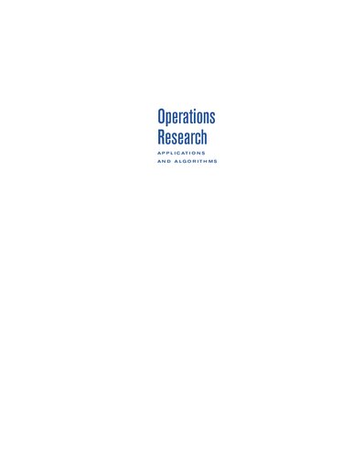 Operations Research Applications And Algorithms 4th Wayne L Winston