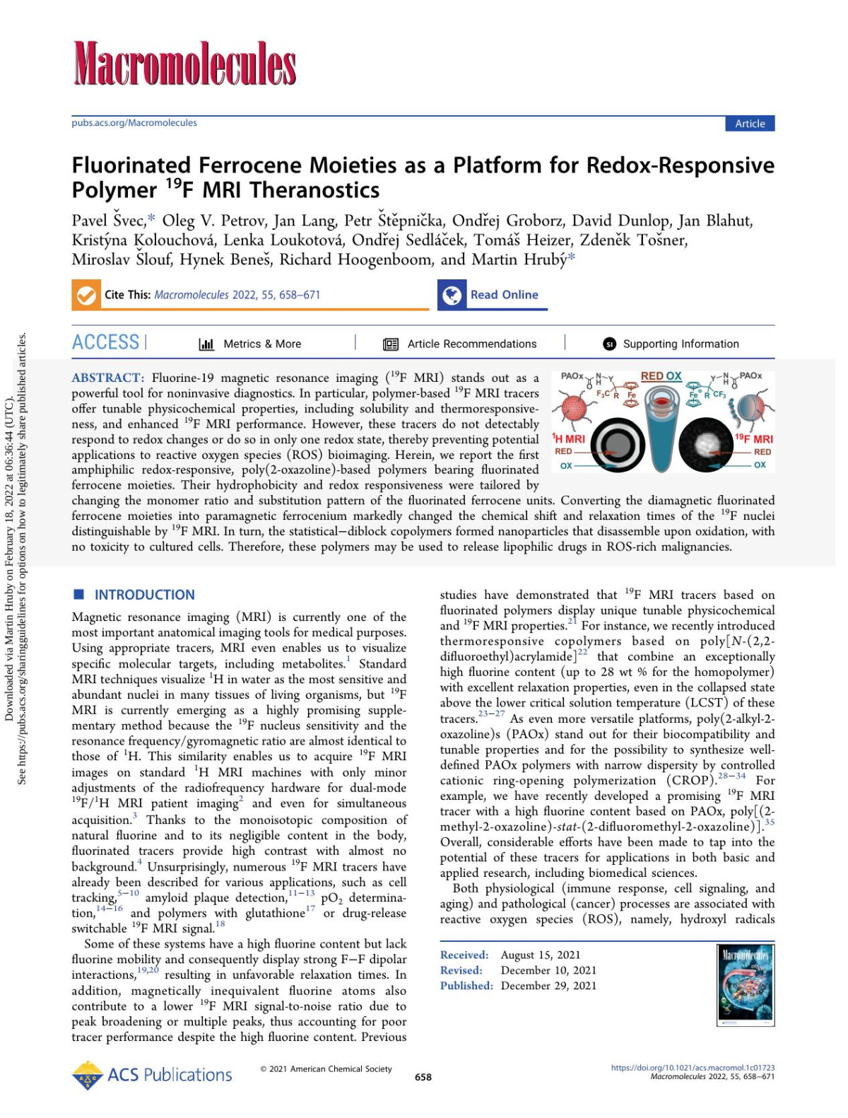 Fluorinated Ferrocene Moieties As A Platform For Redoxresponsive Polymer 19f Mri Theranostics 2nd Edition Pavel Vec