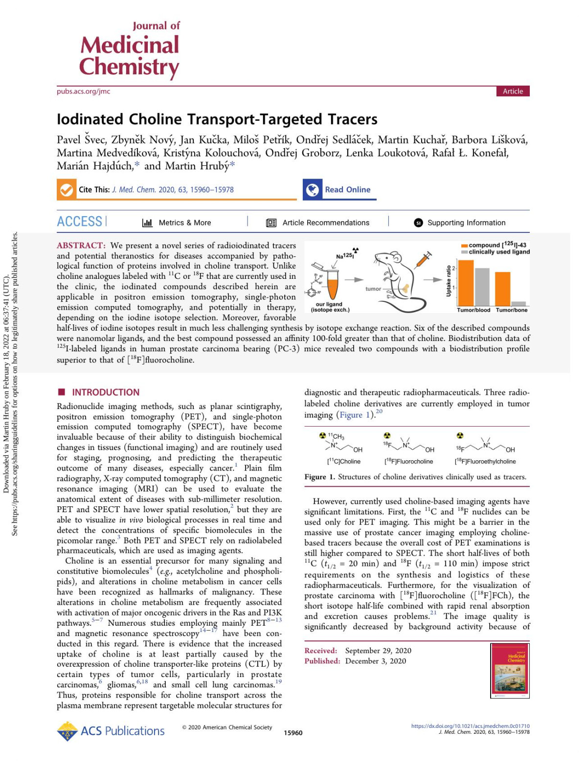 Iodinated Choline Transporttargeted Tracers 24th Edition Pavel Vec