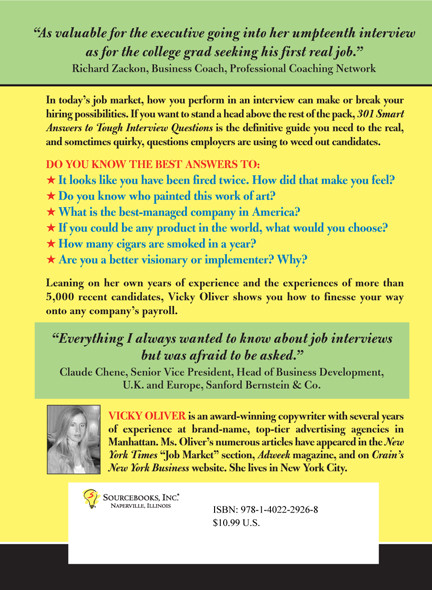 301 Smart Answers To Tough Interview Questions Vicky Oliver