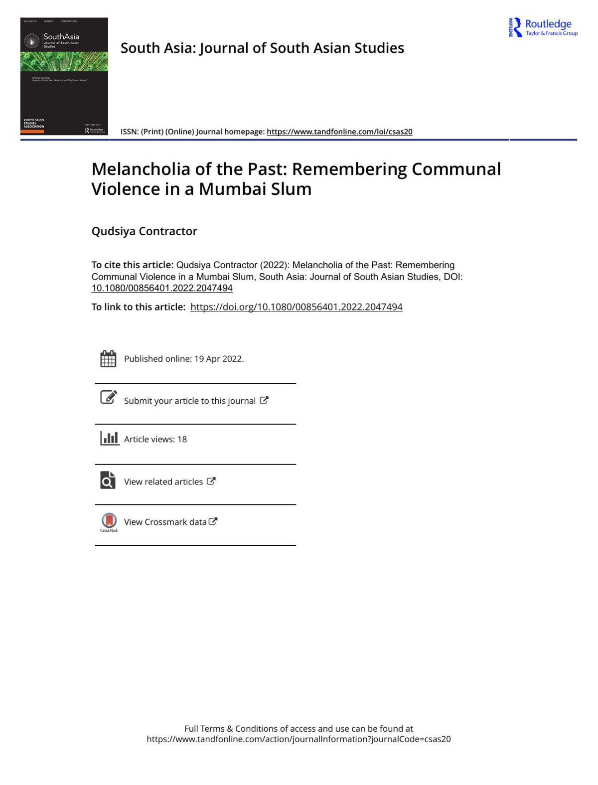 Melancholia Of The Past Remembering Communal Violence In A Mumbai Slum Qudsiya Contractor