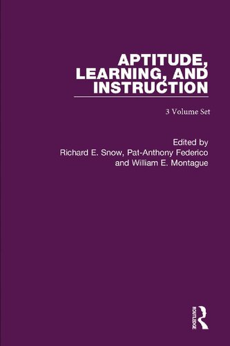 Aptitude Learning And Instruction 3volume Set Richard E Snow