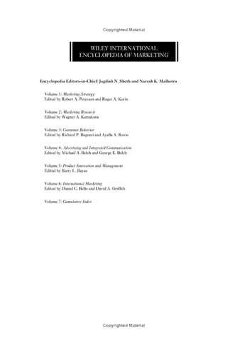 Wiley International Encyclopedia Of Marketing Vol16 Revised And Correctly Organized J Sheth N K Malhotra