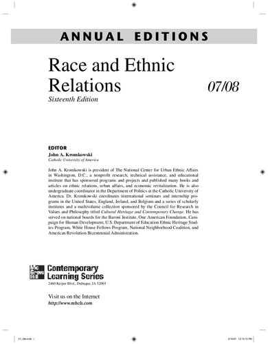 Annual Editions Race And Ethnic Relations 16e 16th Edition John Kromkowski