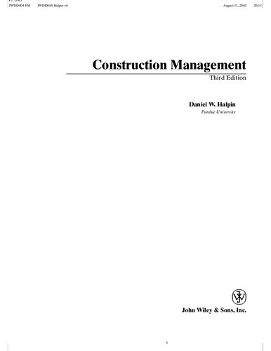 Construction Management 3rd Edition Daniel W Halpin