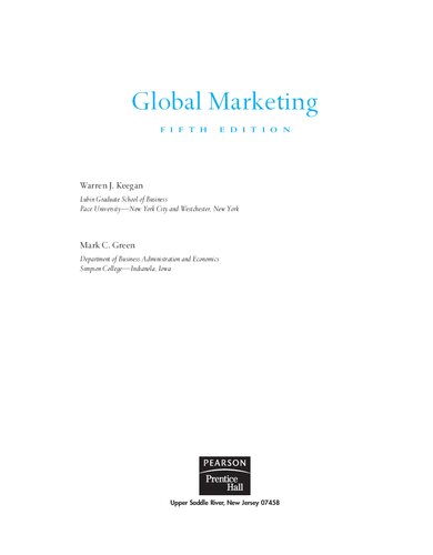 Global Marketing 5th Edition Warren J Keegan Mark C Green