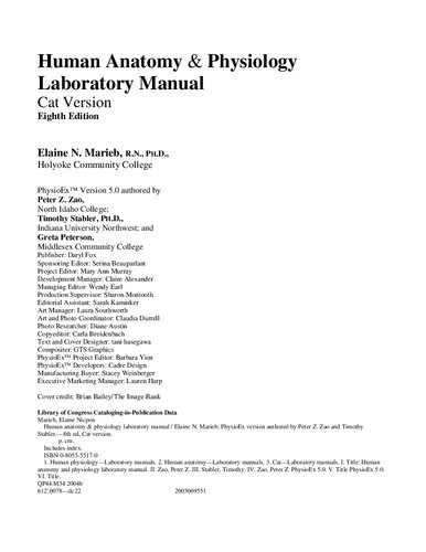 Human Anatomy Physiology Laboratory Manual 8th Edition Elaine Nicpon Marieb