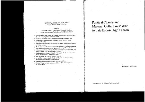 Political Change And Material Culture In Middle To Late Bronze Age Canaan Shlomit Bechar