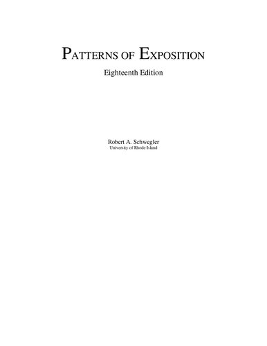 Patterns Of Exposition 18th Edition 18th Edition Robert A Schwegler